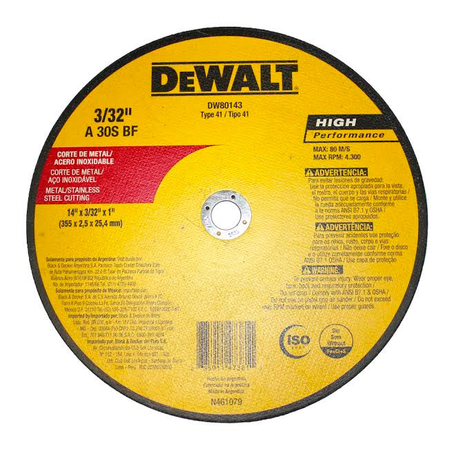 Disco de Corte para Metal e Inox Dewalt